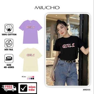 Áo thun nữ form vừa regular ARD555 Miucho cotton cổ tròn in typography