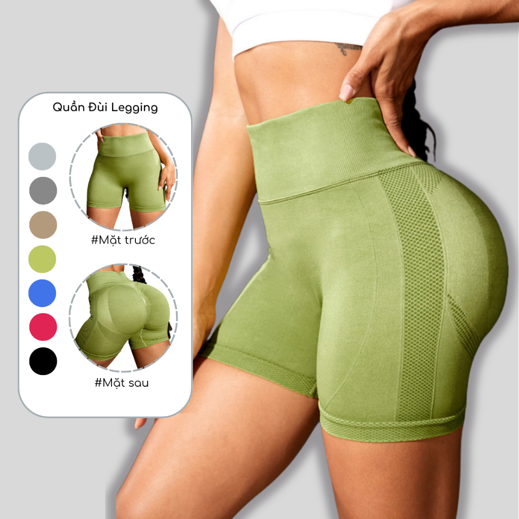 Quần Đùi Legging Nữ Tập Gym Yoga Earobic Cạp Cao Quần Ngố BIKER BEYOUR SPORT