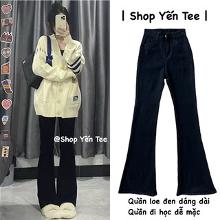 (Đủ size 40-65kg ) Quần jeans Loe đen dáng dài chất đẹp , quần đi học Yến Tee