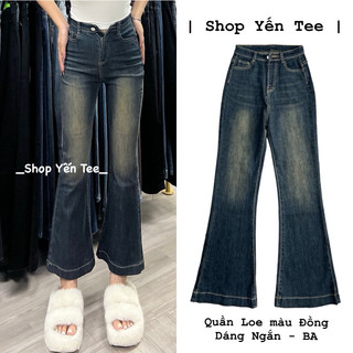 Quần jeans ống loe màu rettro ánh đồng , loe dáng ngắn dễ mặc