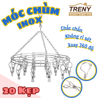 Móc phơi đồ 20 kẹp - chất liệu inox, rỉ sét, móc kẹp được nhiều đồ vật nhỏ, thích hợp phơi ngoài trời, kẹp chắc chắn