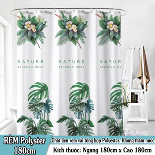 Rèm Phòng Tắm / Rèm Cửa Sổ hoa tiết Lá Dương Xỉ Polyester (180x180cm) Loại 1