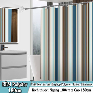Rèm Phòng Tắm / Rèm Cửa Sổ hoạ tiết Sọc Lớn Mới Polyester 180x180cm Loại 1