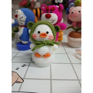 Móc khóa vịt đội mũ bằng len handmade