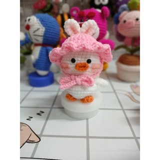 móc khóa vịt đội mũ bằng len handmade