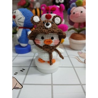 móc khóa vịt đội mũ bằng len handmade