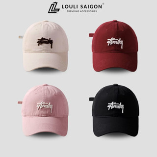 Mũ lưỡi trai nam nữ LOULI SAIGON thêu chữ AMIKE cá tính, mũ đỏ thoáng khí vải kaki cao cấp thời trang M63