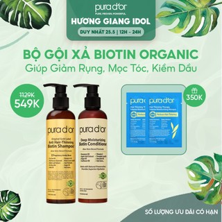  Combo Gội Xả Hỗ Trợ Giảm Rụng Tóc, Hỗ Trợ Mọc Tóc Biotin Gold Label PURA D'OR 236ML + Quà