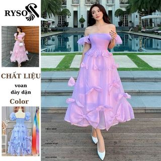 Đầm maxi tay phồng đính nơ,Váy dài dáng xoè đi biển,Đầm công chúa babydoll nàng thơ dự tiệc sinh nhật RYSO FASHION