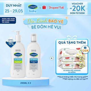 Combo Sữa tắm và Kem dưỡng cho viêm da cơ địa Cetaphil Pro AD Derma Wash + Pro AD Derma Moisturizer 295ml/chai