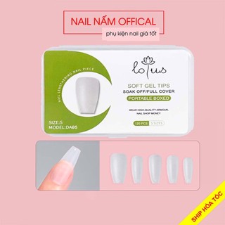 Móng úp thang dài Lotus, móng làm nail box bề mặt nhám dẻo hộp 5 size thông dụng mã DA05