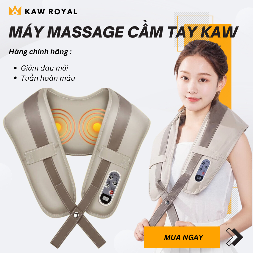 Máy Massage Đấm Lưng Vai Cổ Gáy KAW, Đai Massage Cổ Vai Gáy Giảm Mệt Mỏi Căng Thẳng