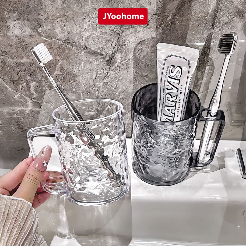 Cốc Đánh Răng Uống Nước Vân Pha Lê Nổi 3D JYoohome Dung Tích 300ml, Ly Đánh Răng Nhựa Cao Cấp