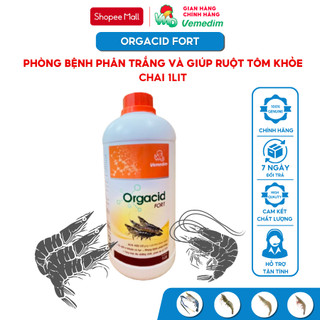 Vemedim Orgacid fort tôm chứa acid hữu cơ và khoáng hữu cơ giúp ruột tôm khỏe mạnh, chai 1lit