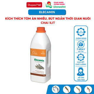 Vemedim Elecamin tôm, hỗn hợp chứa vitamin và acid amin cho tôm, tôm ăn nhiều, mau lớn, chai 1lit