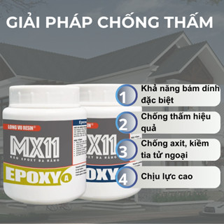 Keo Epoxy Chống Thấm Sân Thượng, Keo Dán Đa Năng MX11 Hai Thành Phần AB Dán Đá, Gắn Gạch, Kim Loại, Chống Thấm