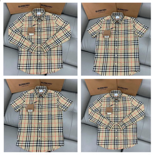 Áo sơ mi burberry áo sơ mi kẻ vàng chất liệu thô mềm mịn