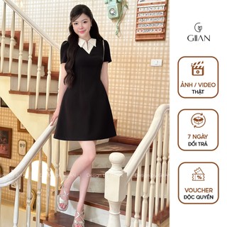 Váy dáng A công sở Giian thiết kế cổ v sơ mi vải chéo hàn cao cấp - VA0756