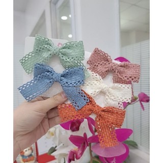 Kẹp tóc mái nơ nhung cao cấp