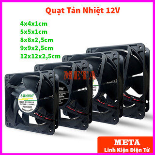 Quạt Tản Nhiệt 12V 4x4 5x5 8x8 9x9 12x12cm, quạt làm mát 12V dây có đầu jack, lưới bảo vệ quạt tản nhiệt