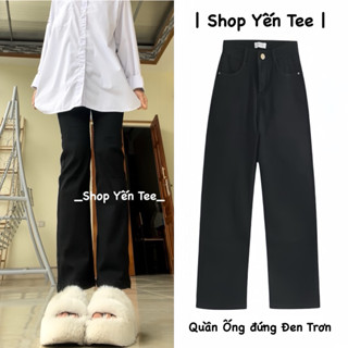 ( Từ 35kg-60kg ) Quần Jeans ống đứng đen trơn Yến Tee dễ mặc , quần đi học, chuẩn chất jeans loại 1 mềm,co dãn tốt