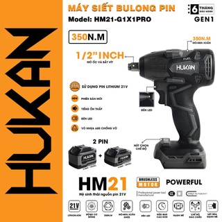 Máy siết bulong pin HUKAN G1-X1PRO, Động cơ Không chổi than, Lực siết 350Nm