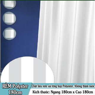 Rèm Phòng Tắm / Rèm Cửa Sổ Trắng sọc Bóng 180cm X 180cm Loại 1( Ảnh và video thật )