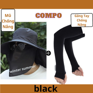 Compo Chống Nắng Mùa Hè Gồm Mũ Chống Nắng Và Găng Tay Chống Nắng,Mang Lại Một Mùa Hè Tràn Đầy Năng Lượng, Tươi Mới