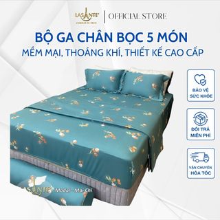 Bộ chăn ga gối 5 món LASANTE chất liệu Modal/Tencel cao cấp, thoáng mát, thiết kế sang trọng