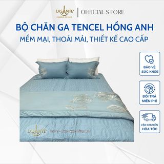 Bộ Chăn Ga Tencel Hồng Anh/Hồng Leo thoáng mát hút ẩm tốt, thiết kế hiện đại sang trọng từ Pháp