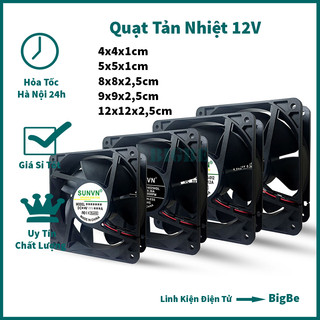 Quạt tản nhiệt 12v 4x4 5x5 8x8 9x9 12x12cm, quạt làm mát 12v dây có đầu jack, lưới bảo vệ quạt tản nhiệt