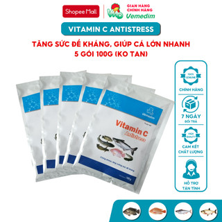 Vemedim Vitamin C antistress cá dùng cho cá tăng sức đề kháng, mau lớn, set 5 gói 100g