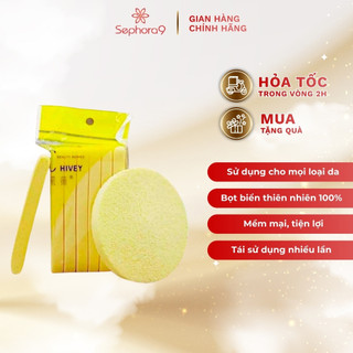Bông nở rửa mặt Chivey Nhật 12 miếng - bọt biển nở vàng