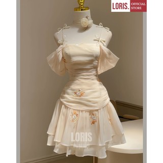 LORIS - Mixi Dress, Đầm hai dây trễ vai hoạ tiết hoa đi tiệc
