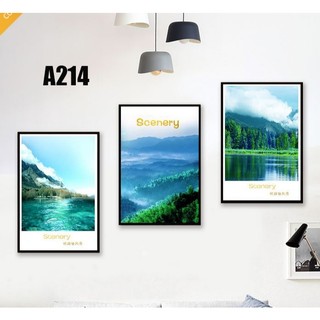 Tranh treo tường bộ 3 bức về phong cảnh thiên nhiên, nước non treo phòng khách