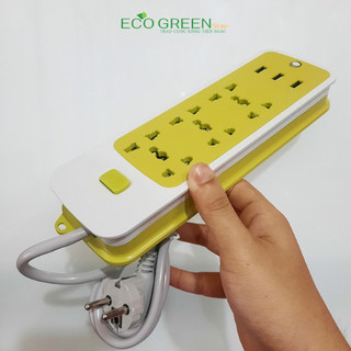 Ổ cắm điện đa năng 3 lỗ 2 chấu, 3 lỗ 3 chấu kèm 3 cổng sạc USB tiêu chuẩn, dây nối dài 1.38m