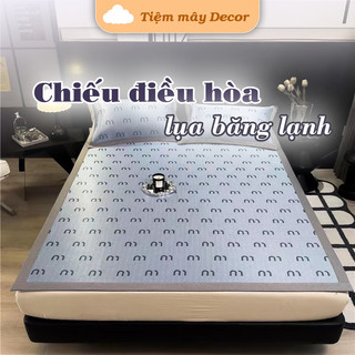 [ HÀNG ĐẸP] Chiếu điều hòa làm mát, chiếu lụa băng lạnh cao cấp màu xám nhạt giúp giảm nhiệt mùa hè
