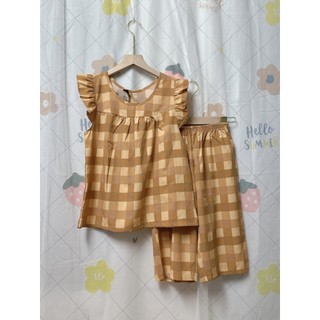 LUA49_ĐỒ BỘ LỤA LỬNG ÁO CÁNH TIÊN HỌA TIẾT CARO,CÓ TÚI, CÓ SIZE