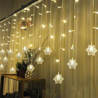 Dây đèn led trang trí bông tuyết 4m 16 sợi tuyết decor quán cafe, decor phòng dây led nháy noel