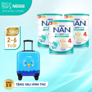  Bộ 3 lon Sữa bột Nestlé NAN OPTIPRO PLUS 4 1500g/lon với 5HMO Giúp tiêu hóa tốt