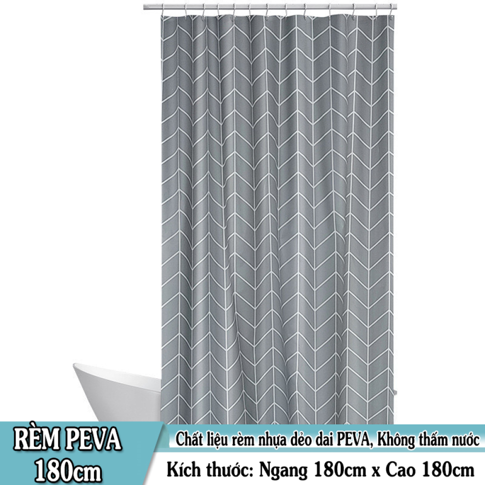 Rèm Phòng Tắm PEVA (nhựa dẻo dai) Chống Nước Chống Ẩm - Lưới Xám caro