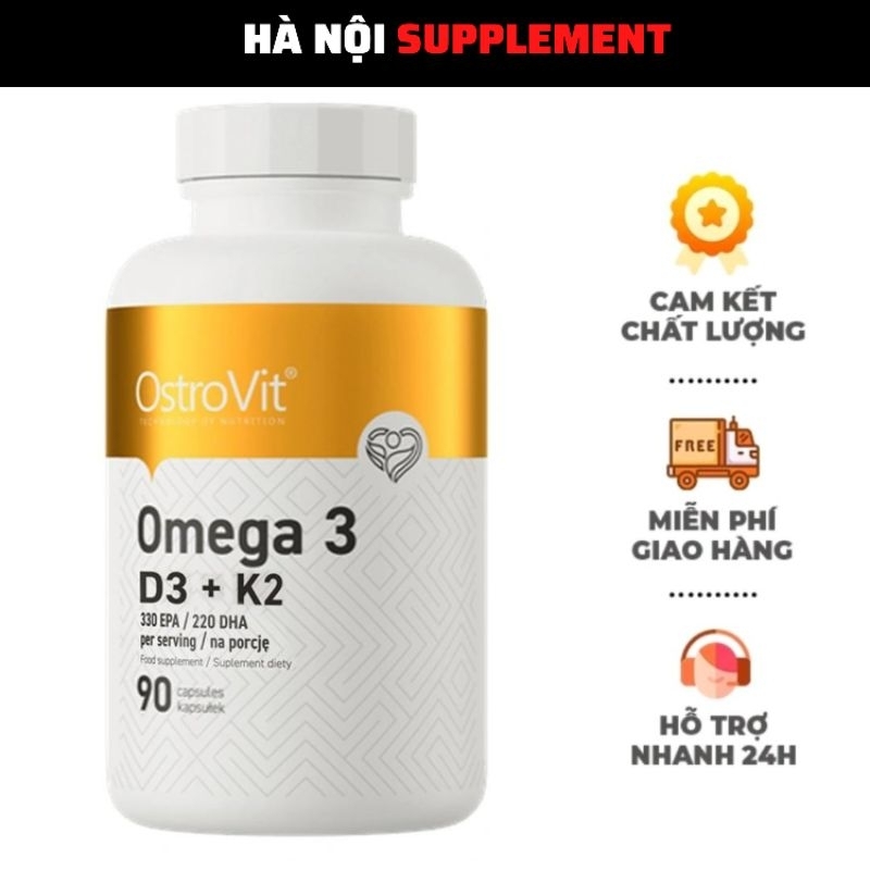 OstroVit Omega 3 D3+K2 180v/90v - FA OMEGA 3 D3 K2 90v/180v Hỗ Trợ Sức Khỏe Tim Mạch, Xương Khớp - Hà Nội Supplement