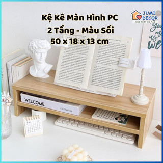 Kệ màn hình máy tính laptop để bàn làm việc chống gù lưng, kệ gỗ mdf cao cấp Jumi decor