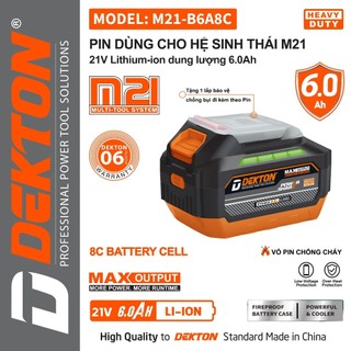 Pin 15cell 6a dekton m21-b6a8c chân pin phổ thông dòng xả max 85a