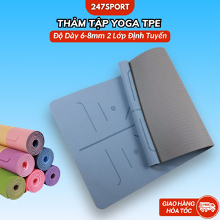 Thảm tập yoga ,tập gym định tuyến dày 6mm-8mm 2 lớp xịn chống trượt tập thể dục tại nhà 247SPORT_HN