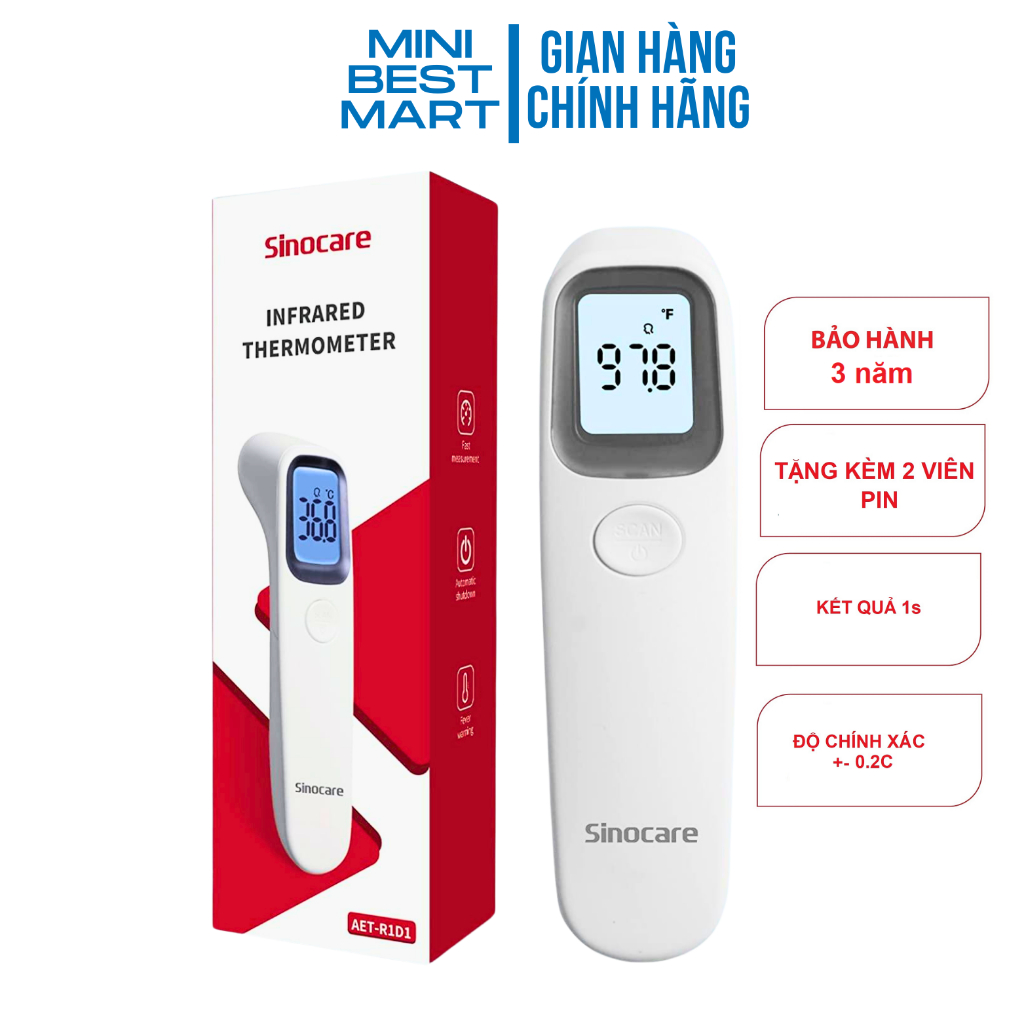 Nhiệt kế điện tử hồng ngoại đo trán Sinocare R1D1 - Chính Hãng