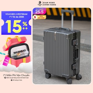 Vali du lịch  SUNNY LUMI LM01 -Vali nhựa PC khung nhôm, khóa hải quan TSA xách tay, kí gửi 20/24inch