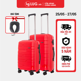 Combo 2 Vali Du Lịch LUG Lusetti LS802 S20/S24/S28 Nhựa PP Chống Bể, Khóa Số TSA