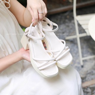 Giày Sandal Đế Độn JUDY Quai Chéo Da Mềm Cao 9p QCCC 
