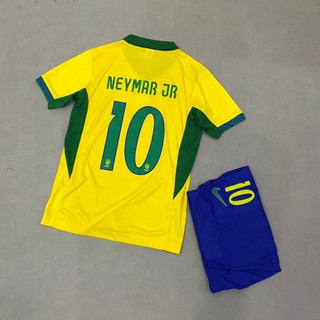 Bộ quần áo đá banh Braxin vàng 2024 in tên Neymar số 10 (font mới)